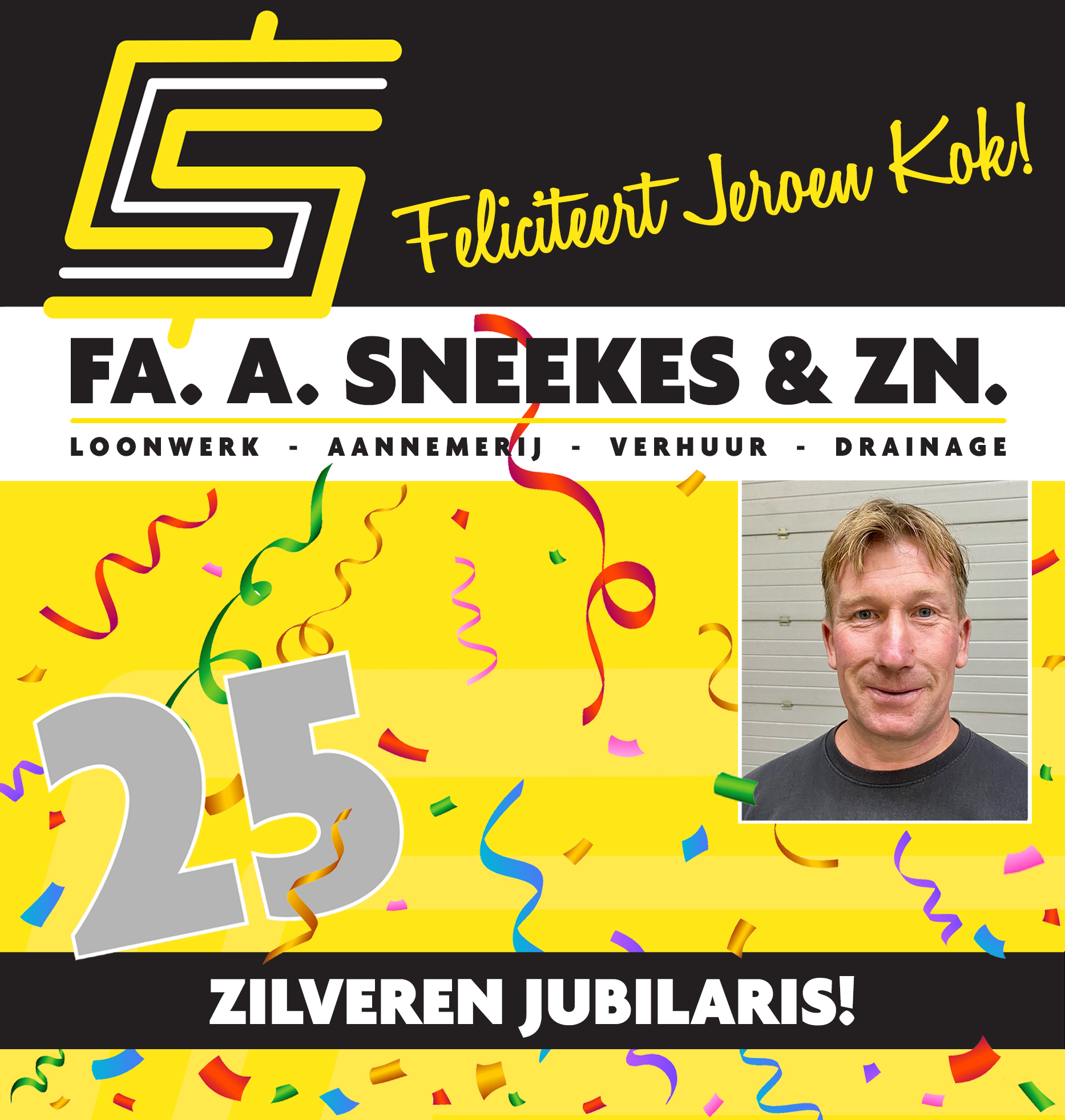 Begeleidende foto Zilveren jubilaris Jeroen Kok
