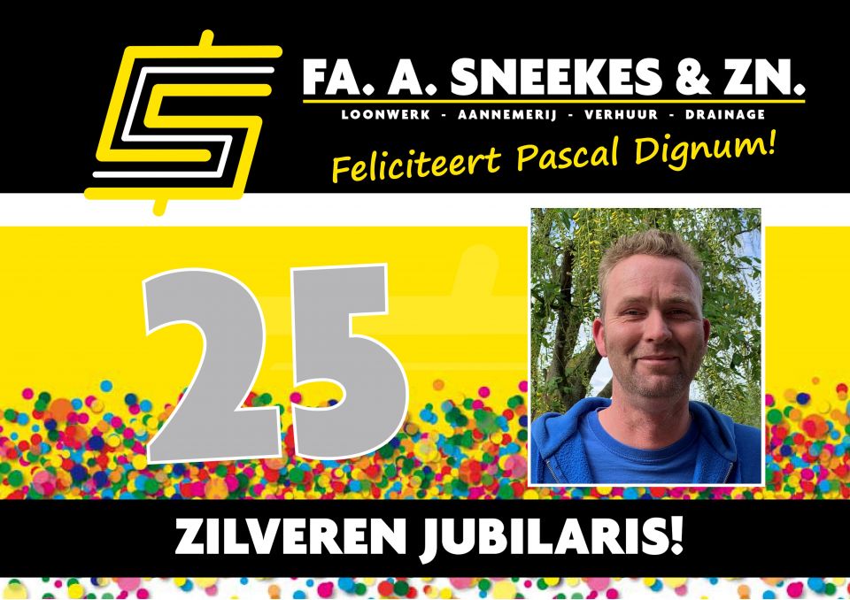 Begeleidende foto Zilveren jubilaris Pascal Dignum gefeliciteerd!